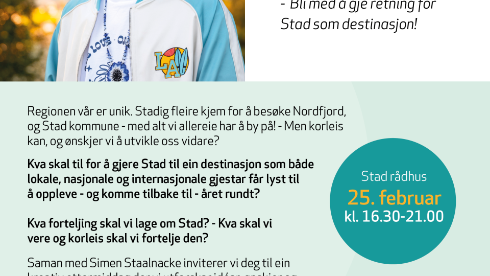 Lenkje til artikkel: Inviterer til kreativ verkstad om destinasjonsutvikling i Stad kommune